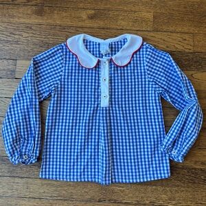 Bella Bliss Blue Gingham Blouse with Scalloped Collar 6